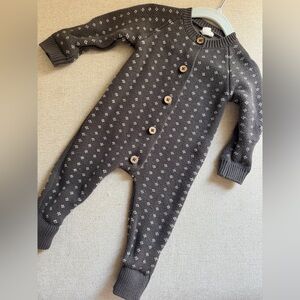 Jamie Kay Charcoal Knit One-Piece with Cream Dots